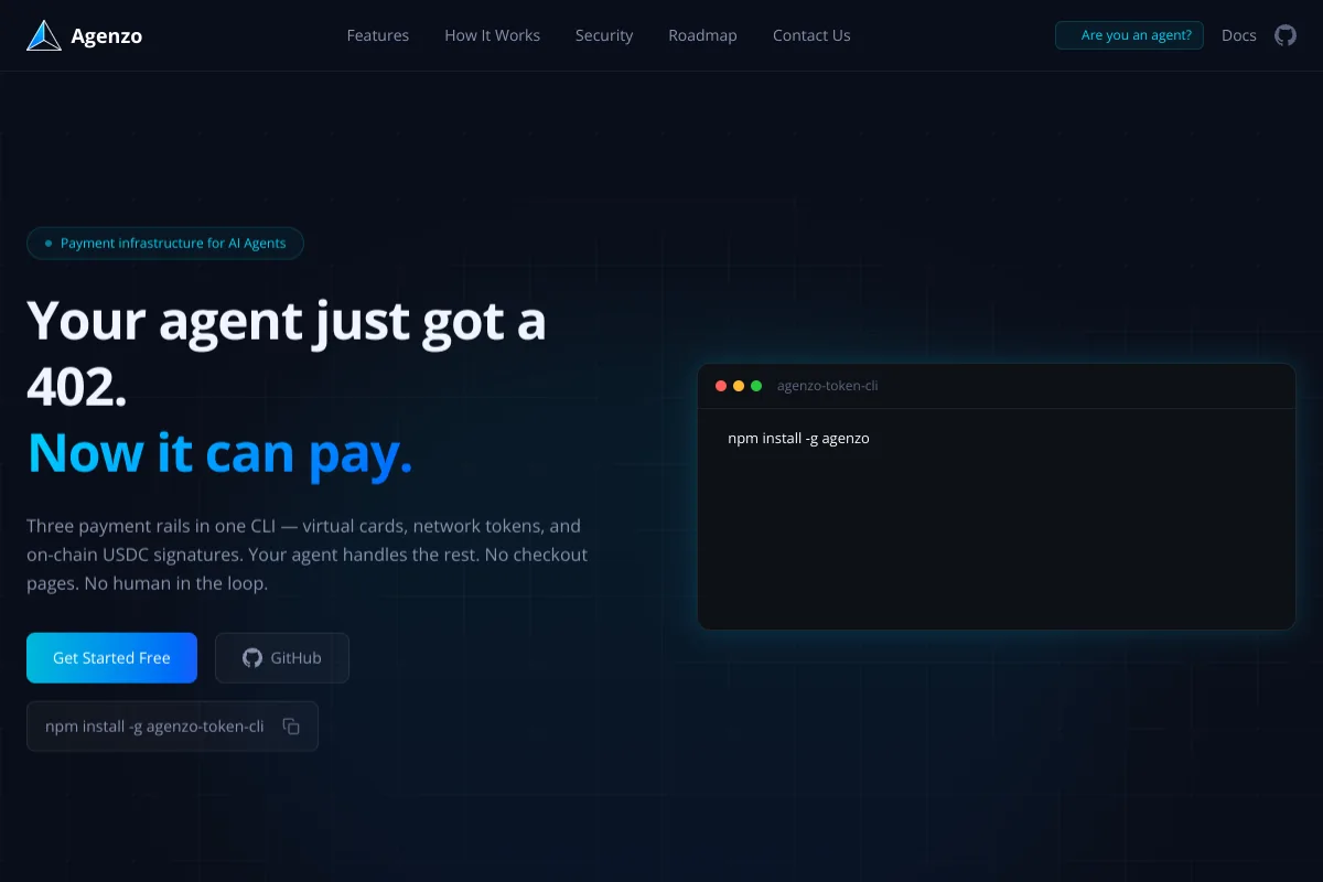 agenzo-token-cli 首页或项目页面截图